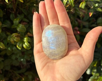 Flashy Polished Moonstone Palm Stone