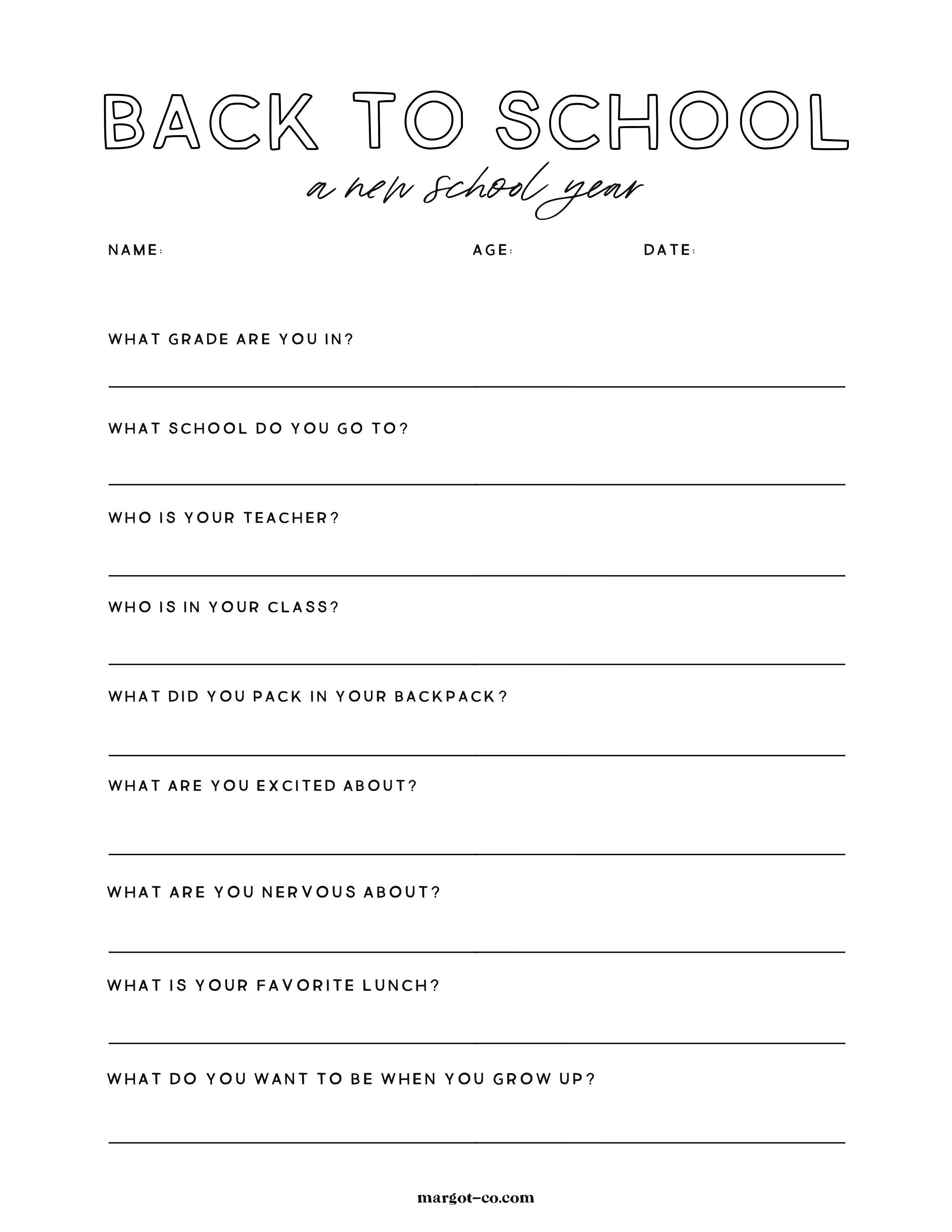 Back to School Questions - Kids Printable for a New School Year - Etsy