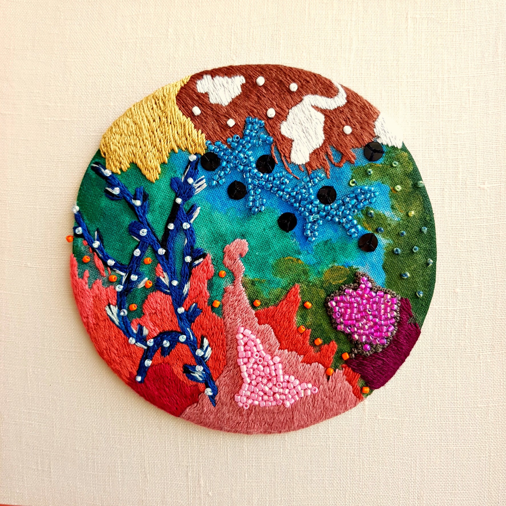 Embroidery Art. Abstract Design. Gift. Decor. Wall Hanging. Etsy Polska