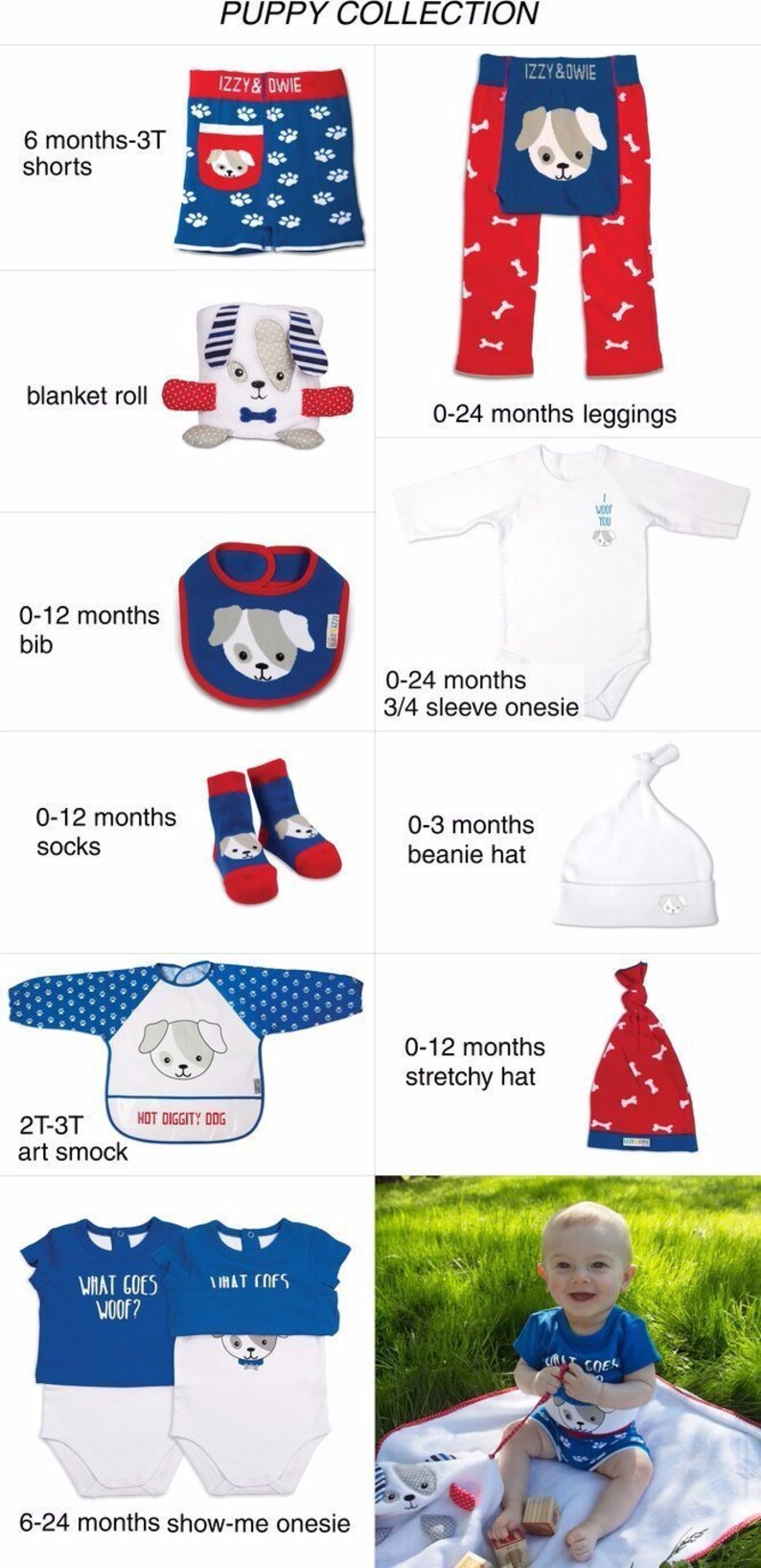 Red and Blue Puppy Baby Leggings
