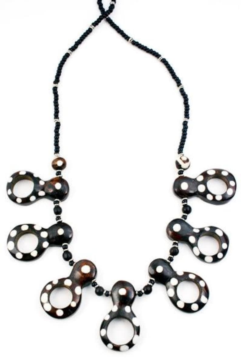 African Handmade Polka Dot Peephole Gourd Necklace