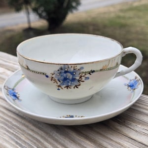 Antique Nippon Japan Cup & Saucer Je-oh China Hand Painted
