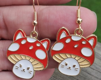 Kitty Mushroom Earrings
