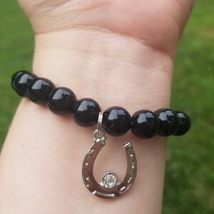 Lucky Horse Shoe Charm Elastic Bracelet Beaded Charms Lucky Horse Shoe Charm Elastic Bracelet Beaded Charms