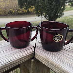 Vintage Anchor Hocking Royal Ruby Cream & Sugar Set