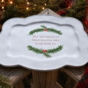 Vintage Christmas Platter May The Miracle of Christmas Fill Your Heart with Joy. Box w