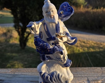 Vintage Chinesischer Fischer 18 cm Porzellan