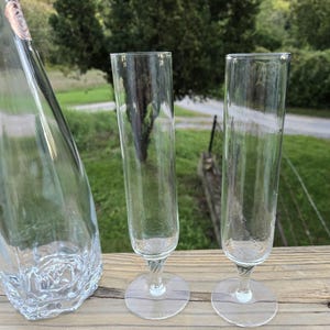 2 Vintage Crystal Champagne Flutes / Beer Glasses