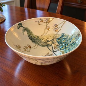 Vintage Pottery Bowl Signed 12"