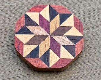 Vintage Brooch Quilt Block Wooden