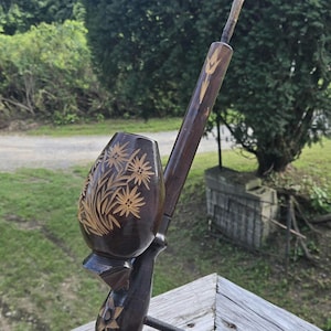 Vintage Wooden Pipe 20.25&quot; Hand Carved