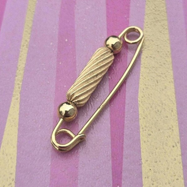 Vintage Gold Safety Pin Brooch