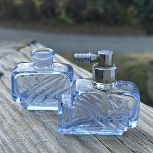 2 Vintage Blue Glass Perfume Bottles
