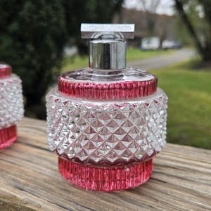 Vintage Perfume Bottle Diamond Point Ruby Red