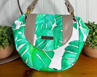 Sac à bandoulière en feuille de Monstera : sac à main à bandoulière fait main avec lanière en similicuir