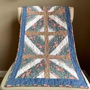 Reversible Quilted Table Topper: Blue Floral Tilda Fabrics