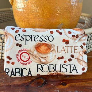 Billetera triple para amantes del café, color crema, negro y rojo, cierre a presión, mucho espacio para tarjetas de crédito y efectivo, billetera para mujer, organizativa