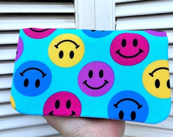 Handmade Smiley Face Trifold Wallet: Colorful Women's Wallet