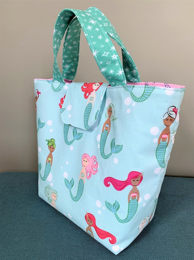 Mint Green and Pink Mermaid Insulated Lunch Bag