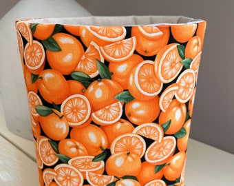 Oranges Basket, Home Decor Basket, Storage Basket, Gift Basket, Handmade Fabric Basket with Oranges, Foodies, Kitchen Decor