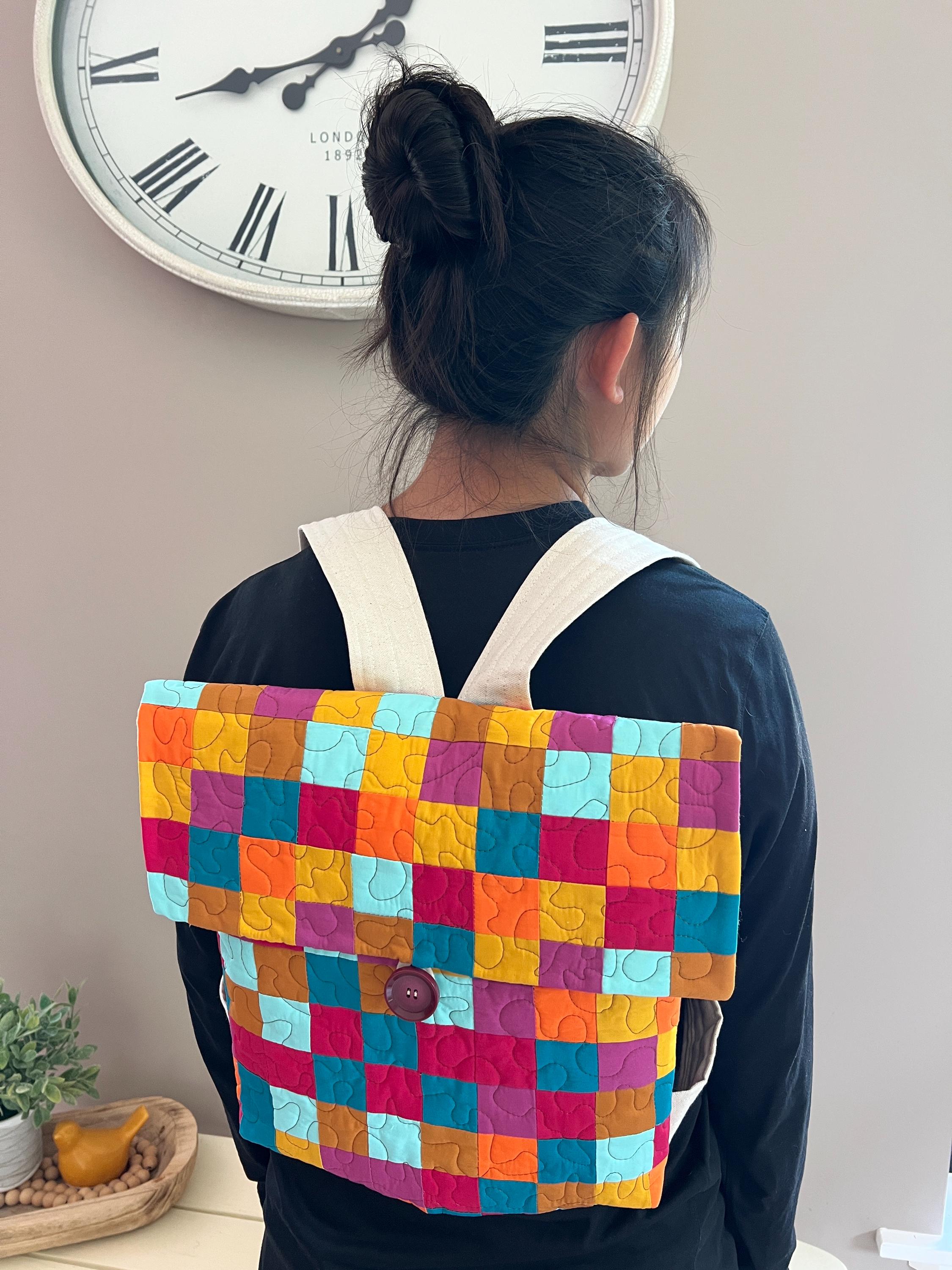 Colorful Patchwork Quilted Backpack – Handmade Cotton Canvas 