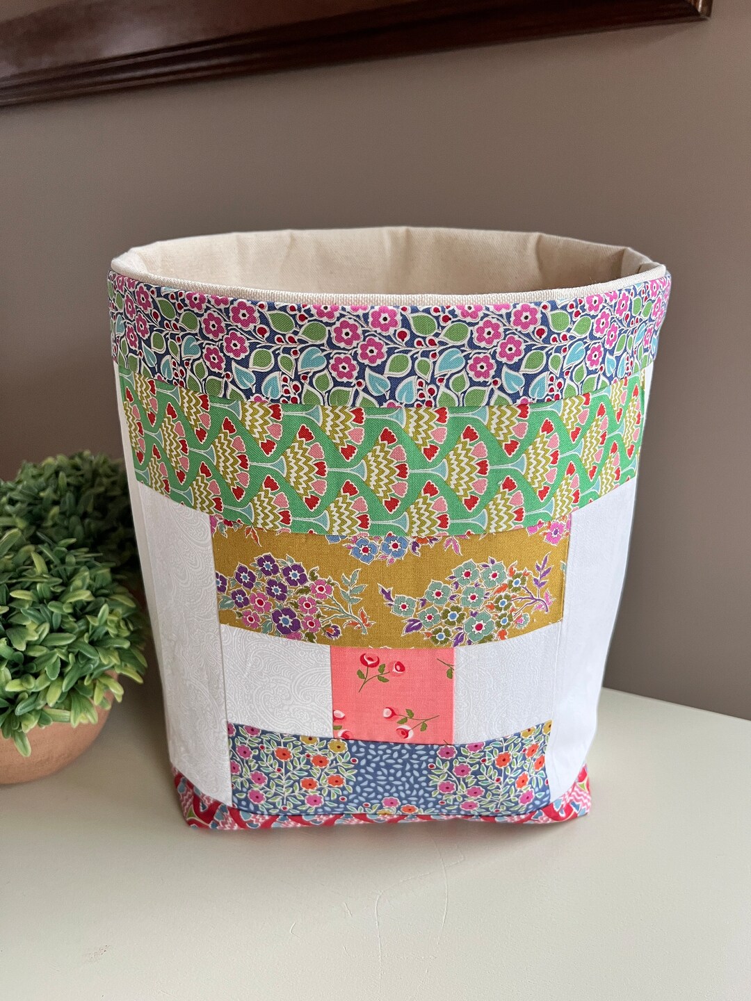 Quilted Fabric Basket Home Accent Home Decor Gift Basket Etsy