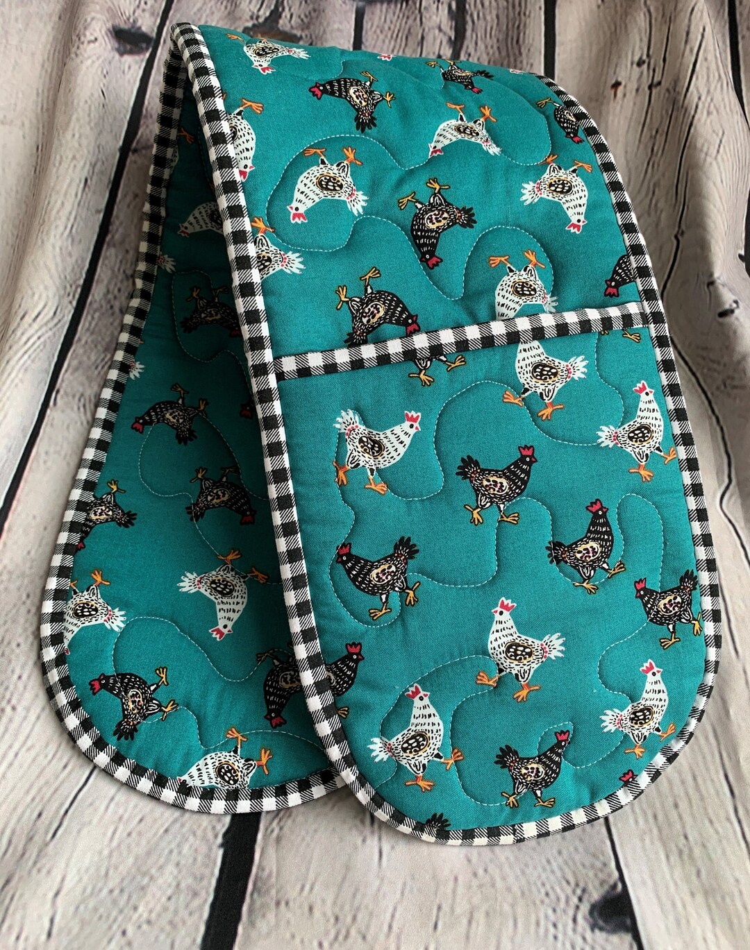 French Chickens Double Oven Mitt Double Oven Potholder Etsy