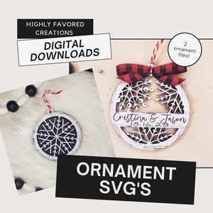 Snowflake Christmas Ornament SVG - Laser Ready Cut File - Glowforge SVG