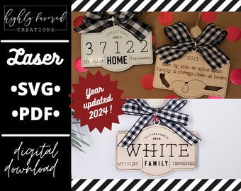 Ornament SVG-bundel - Laser Ready Cut-bestand - 3 Ornament SVG-bundel - Familie Ornament Cut-bestand - Postcode Ornament Svg