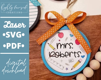 Teacher Ornament SVG - Laser Ready Cut File - Christmas Laser SVG