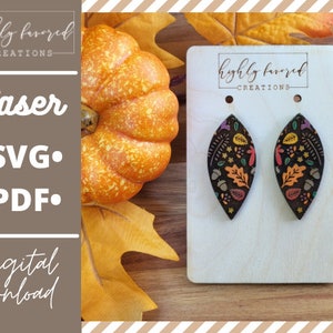 Fall Dangle Earring SVG Set - Laser Ready Cut File - Fall Earring Cut File - Leaf Earring SVG