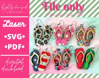 Summer Flip Flop Earring SVG - Laser Ready Cut File