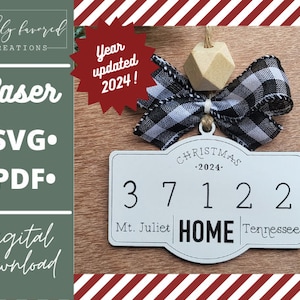 Zip Code Ornament Cut File - Christmas Ornament SVG - Laser ready Cut file - Laser Ornament SVG - Zip Code Ornament SVG