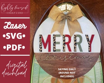 Merry Christmas Leopard Laser SVG