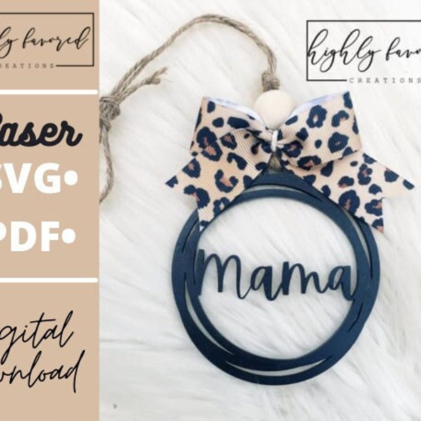 Mama Car Charm SVG - Archivo de corte listo para láser