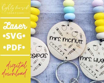 Teacher SVG - Laser Ready Cut File - Teacher Lanyard SVG
