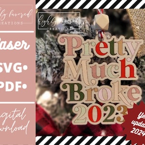 Ornement de Noël SVG - fichier prêt à être découpé au laser - ornement drôle SVG - ornement Glowforge SVG