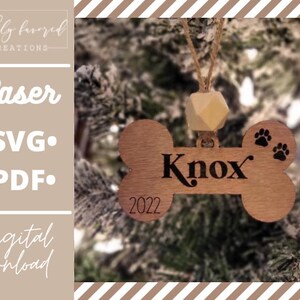 Hundeknochen Ornament SVG - Laserfertig geschnittene Datei - Hund Ornament SVG - Weihnachtsverzierung SVG