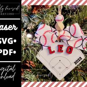 Baseball Christmas Ornament SVG - Laser Ready Cut File - Christmas Cut File - Sports Christmas Ornament SVG