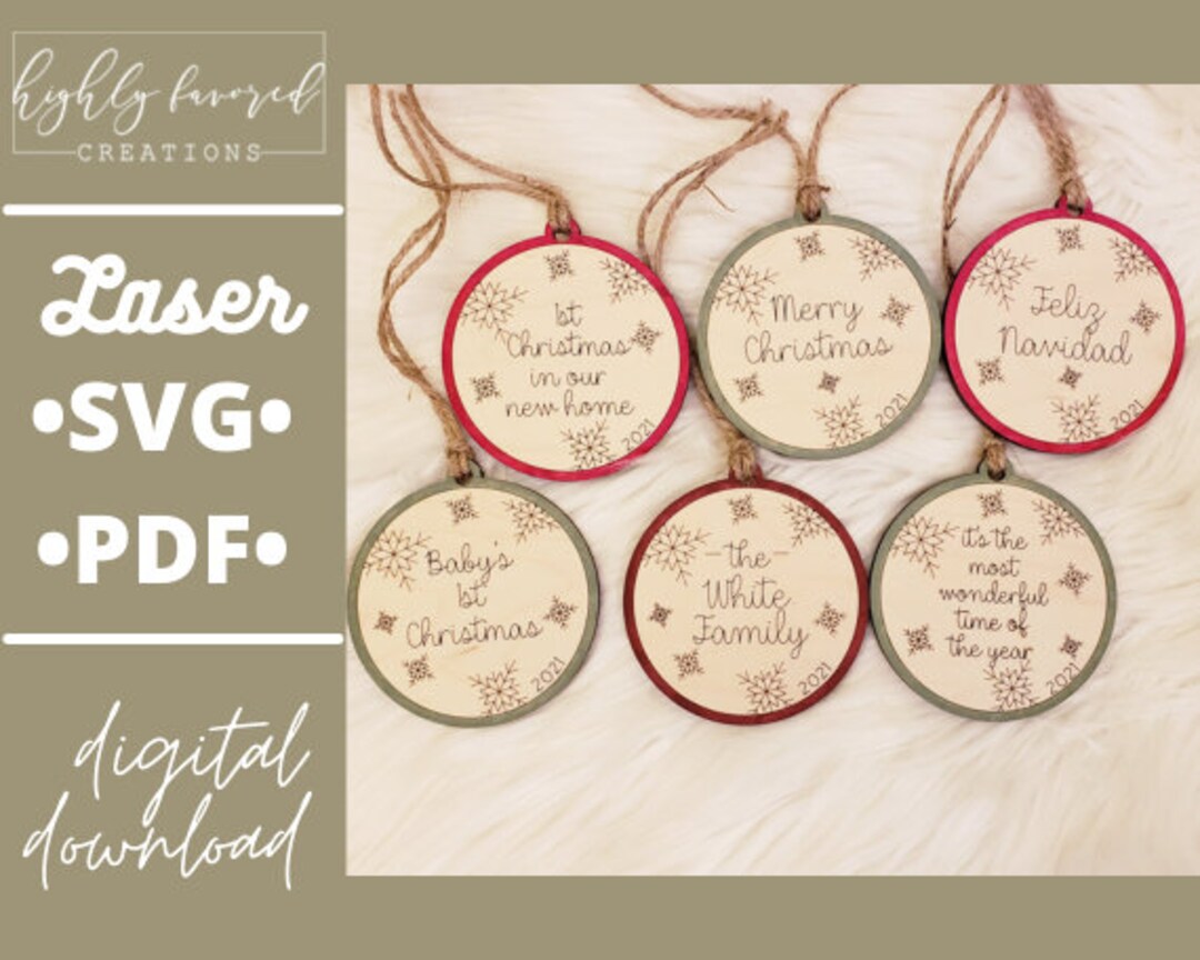 Christmas Ornament SVG Bundle - Laser Ready Cut File - Laser Scored SVG ...