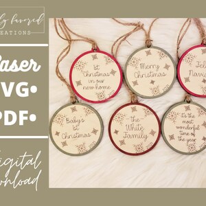 Christmas Ornament SVG Bundle - Laser Ready Cut File - Laser Scored SVG - Glowforge Cut File