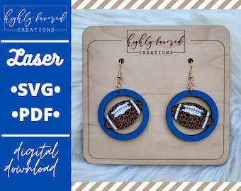 Leopard Football Earring SVG - Laser Ready Cut File