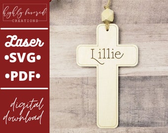 Cross Ornament SVG - Laser Ready Cut File - Christmas Ornament SVG