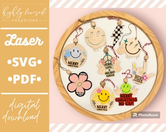 Groovy Weihnachtsschmuck SVG Bundle - Laserfertige Schnittdatei