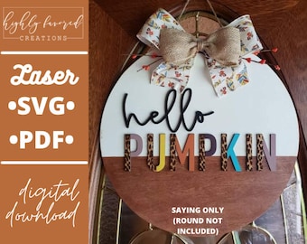 Hello Pumpkin Door Hanger SVG PDF