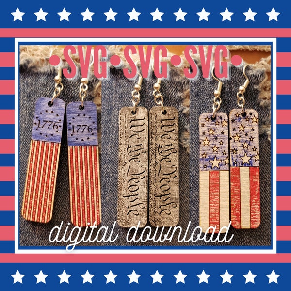 We the People Earring SVG bundle - 4th of July Earring SVG - Laser Ready Cut File