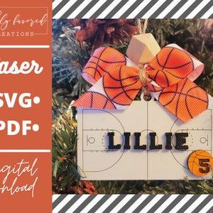 Basketball Ornament SVG - Laser Ready Cut File - Sport Ornament SVG - Christmas Ornament Cut File