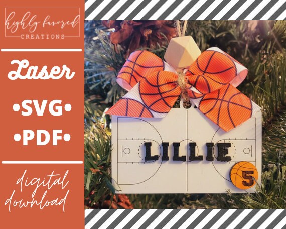 Basketball Ornament SVG - Laser Ready Cut File - Sport Ornament SVG - Christmas Ornament Cut File