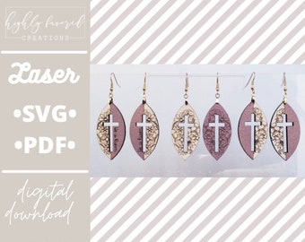 Cross & Flowers Earring SVG Bundle