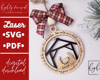 Nativity Ornament SVG - Laser Ready Cut File